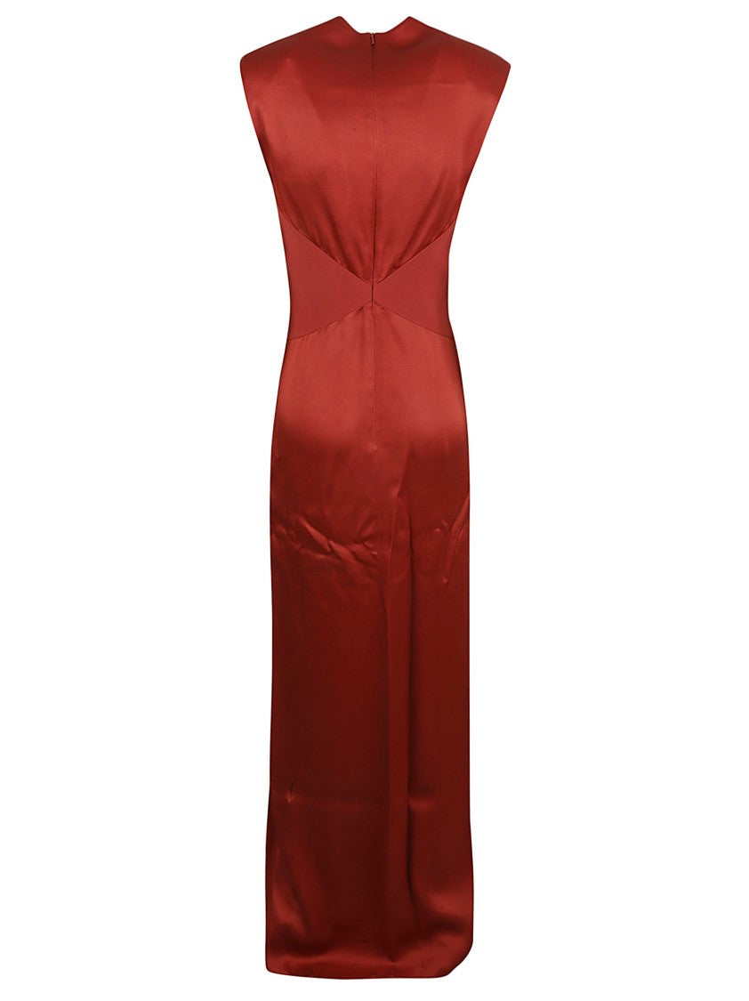 Max Mara Red Dress With Deep V-Neckline