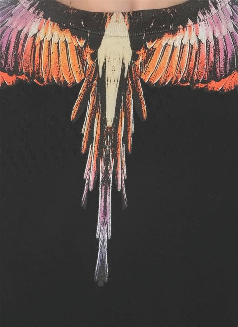 Marcelo Burlon Black Sweatshirt With Colorful Bird Wing Print