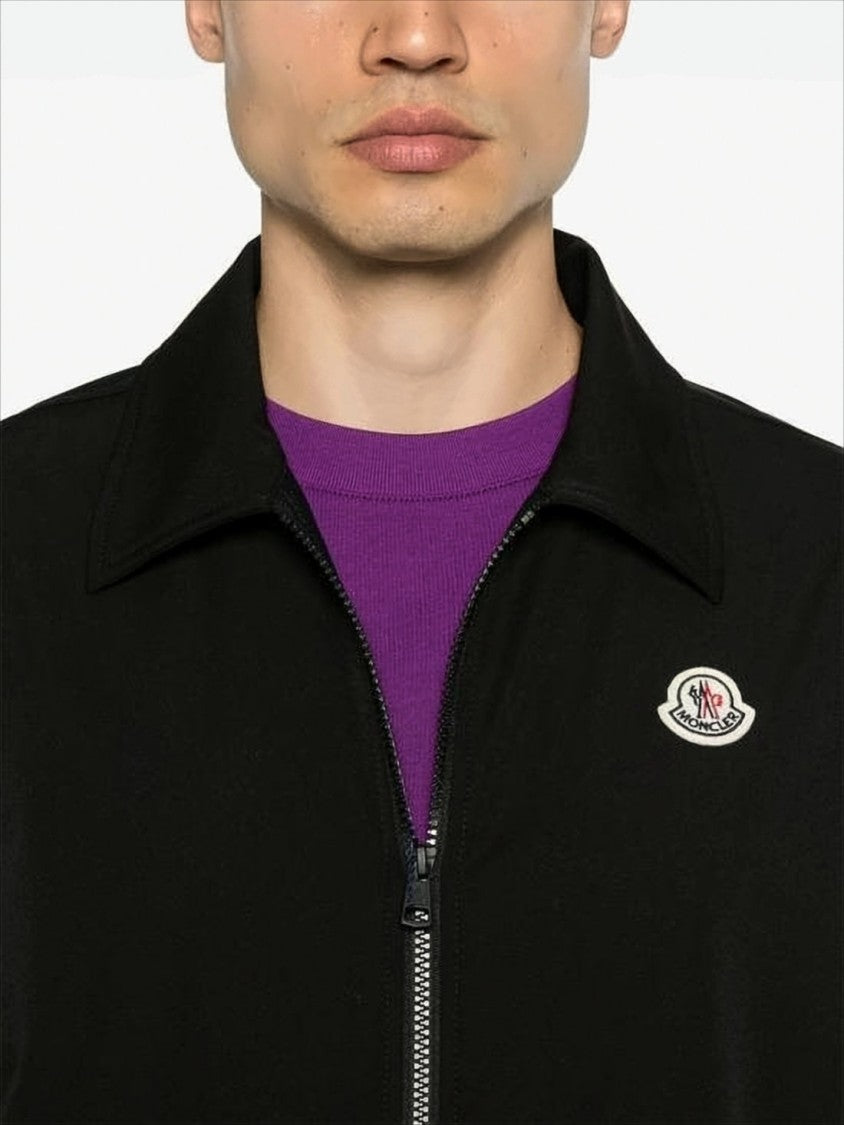 Moncler Minimalist Black Bomber Jacket With Elastic Details