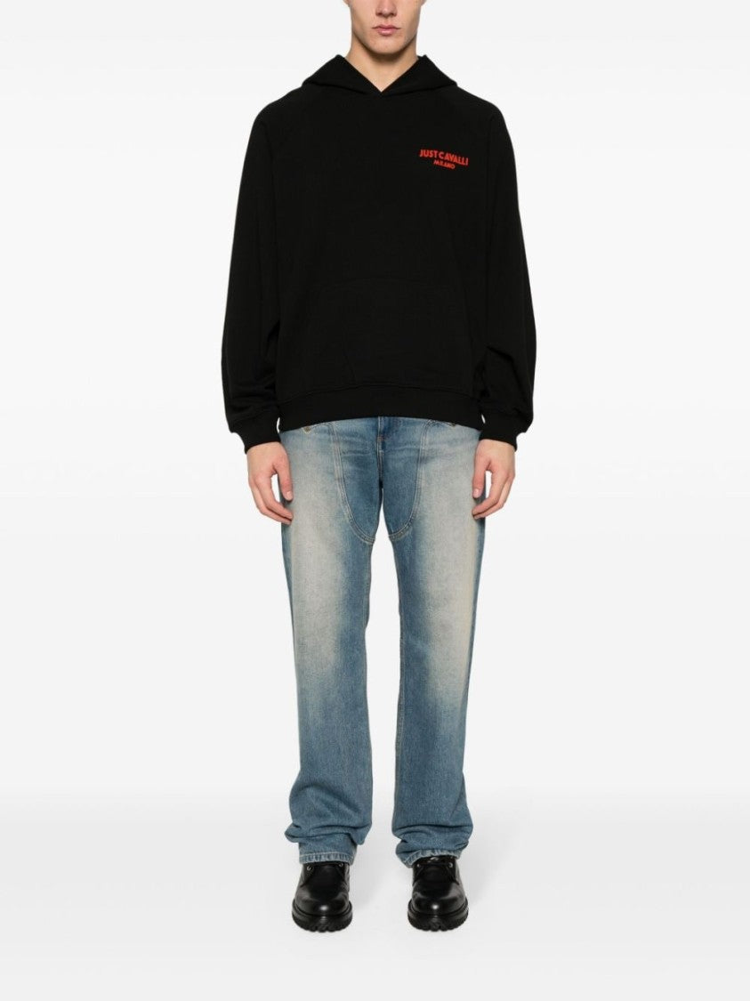 Just Cavalli Black Cotton Sweatshirt