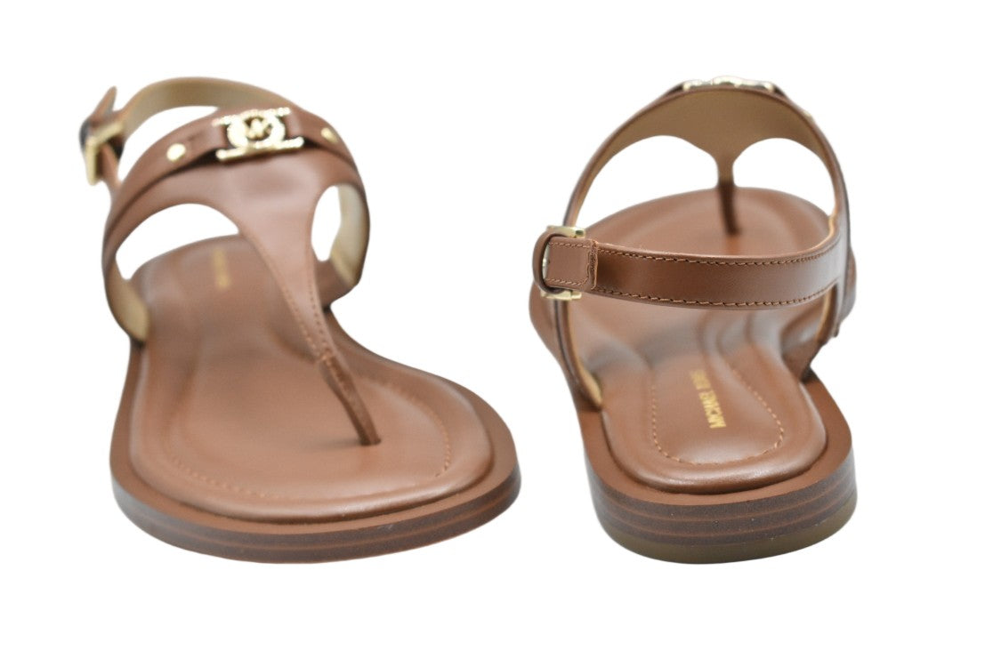 Michael Kors Brown Luggage Leather Molded Sole Sandals