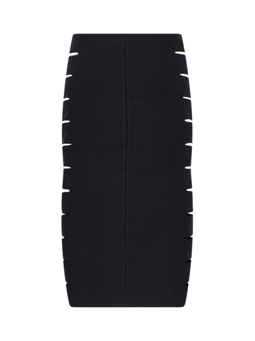 Alaïa Midi Pencil Skirt In Black Fabric