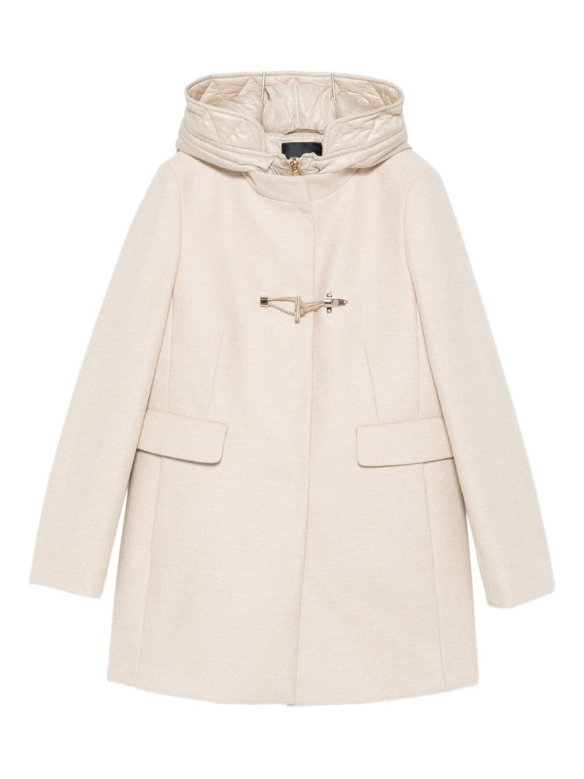 Fay Mid-Length Wool Blend Coat With Detachable Hood
