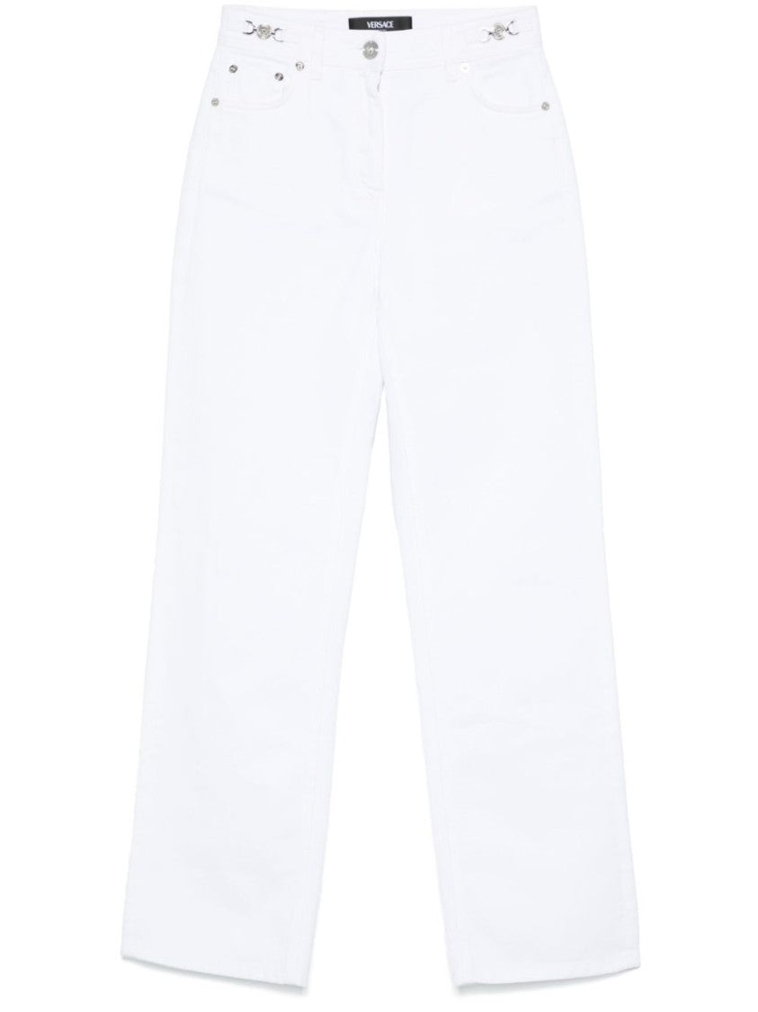 Versace High-Waist Straight-Leg Cotton Jeans