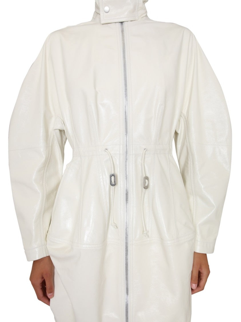Bottega Veneta High Neck Hooded Parka With Zipper Closure