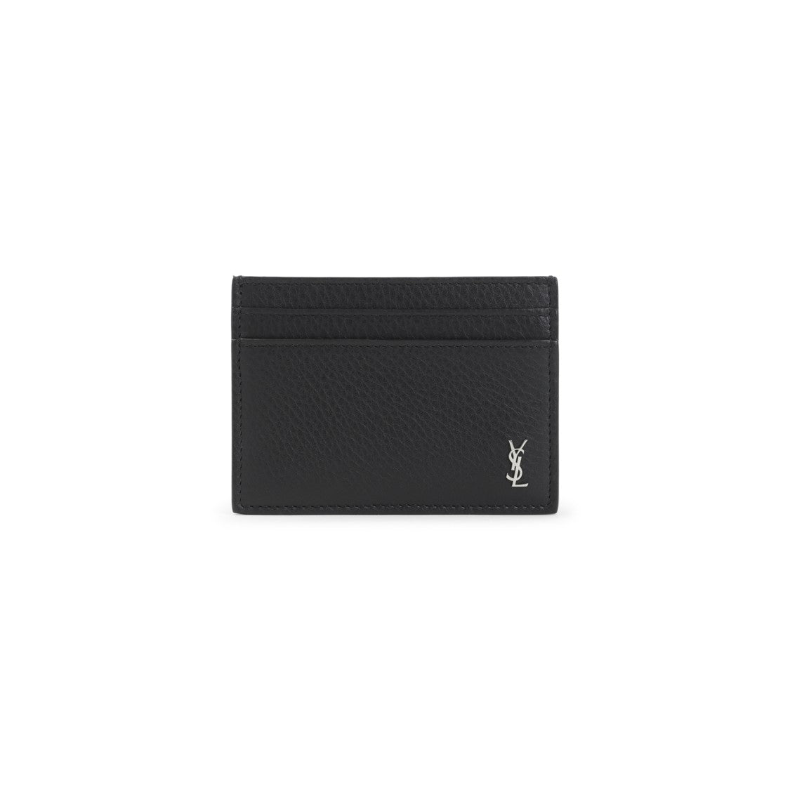 Saint Laurent Compact Black Grained Calf Leather Cardholder