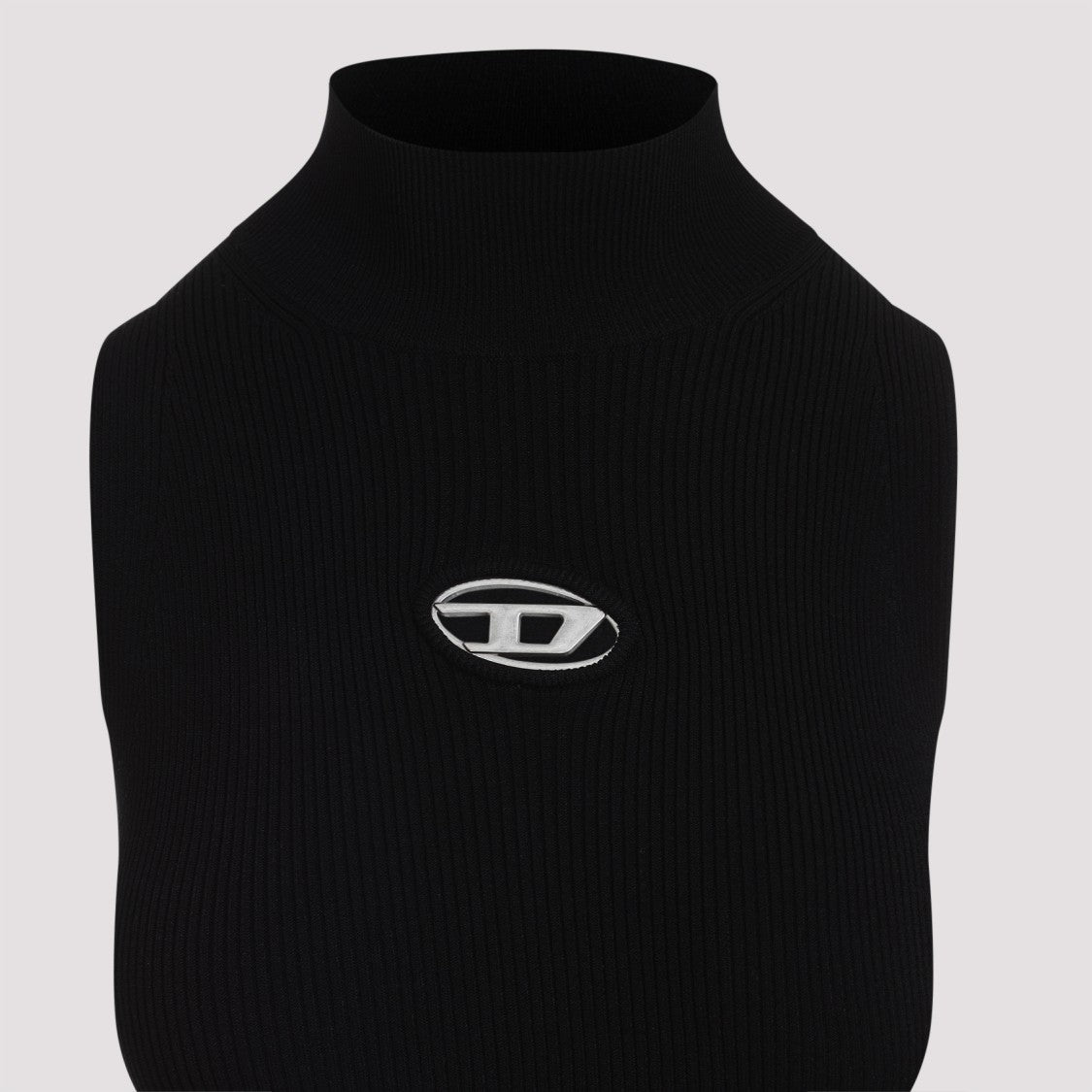 Diesel High Neck Fitted Mini Dress With Ribbed Texture