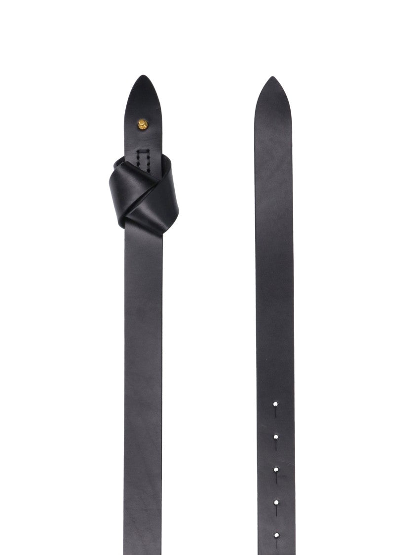 Isabel Marant Lassio Front Knot Adjustable Black Leather Belt