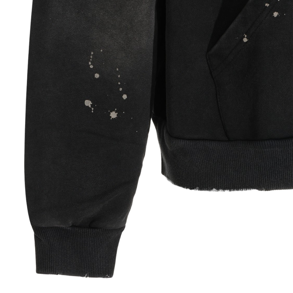 Found Hooded Black Sweater With Subtle Paint Splatter