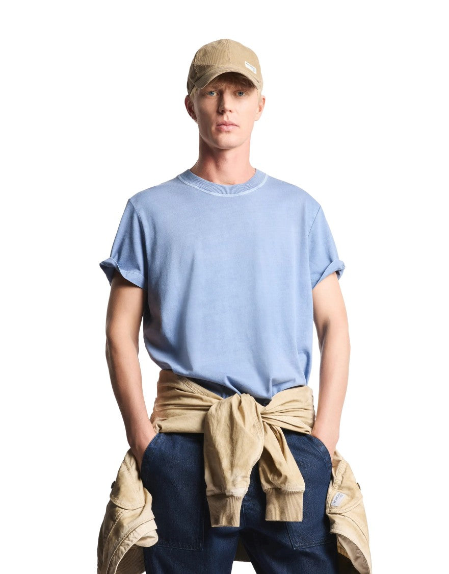 Fay Minimalist Pale Blue Cotton T-Shirt