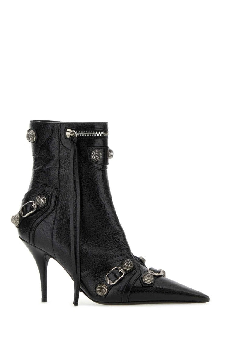 Balenciaga Black Leather Cagole Ankle Boots