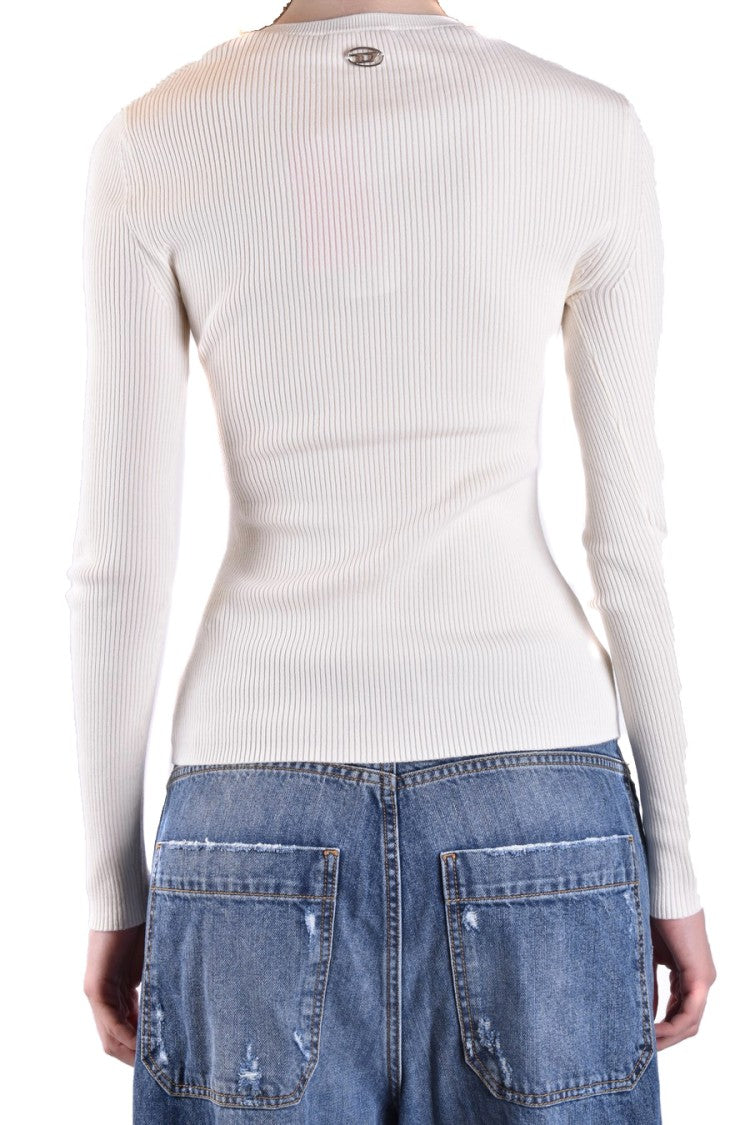 Diesel Ribbed Cut-Out Detail Sweater With Wool Blend And Silhouette