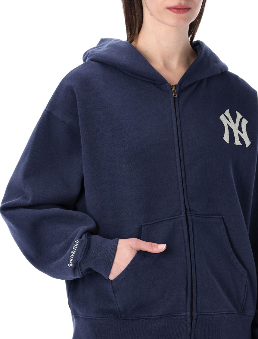 Sporty And Rich Heritage Yankee Zip-Through Knit Hoodie
