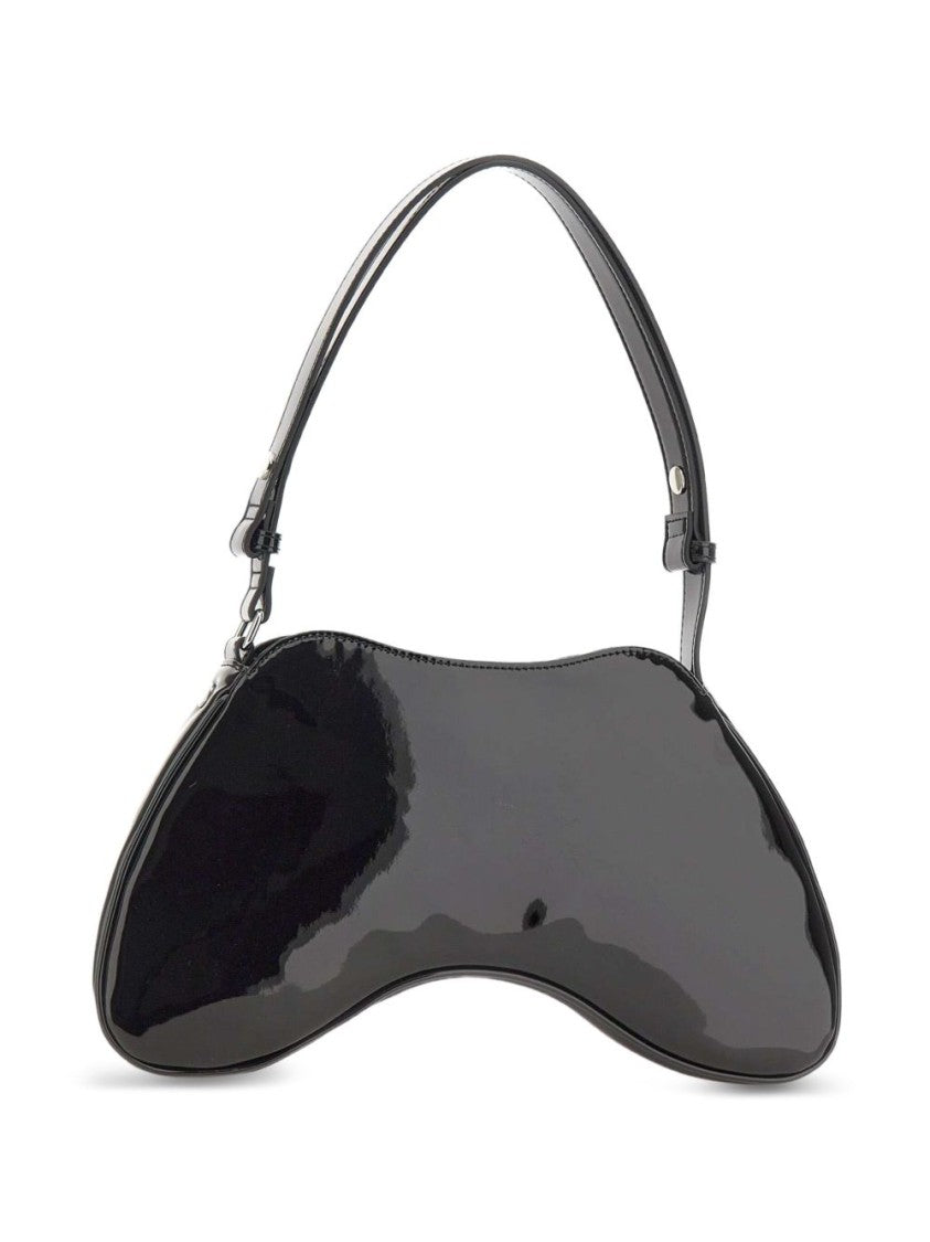 Diesel Black Curved Patent Finish Handbag