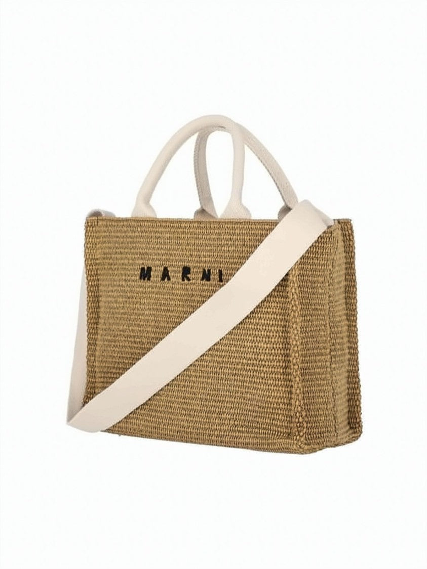 Marni Textured Woven Tote Bag With Detachable Strap
