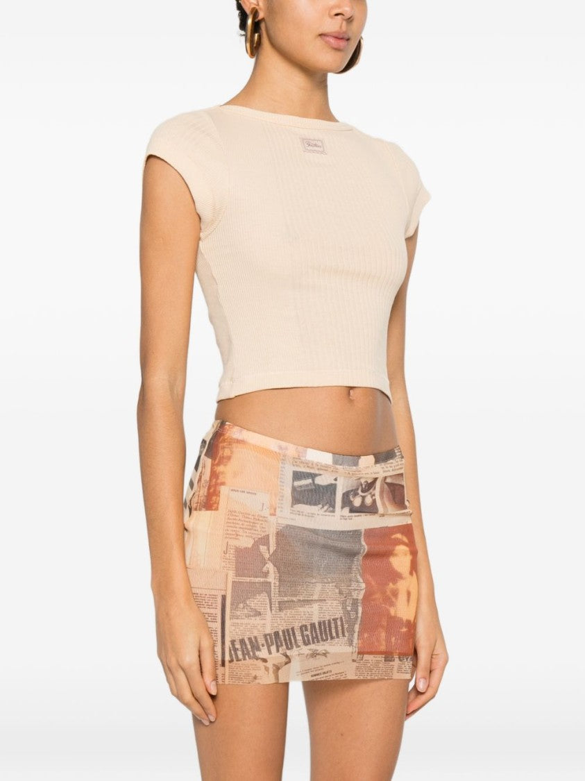 Jean Paul Gaultier Silk And Nylon Blend Drape Top