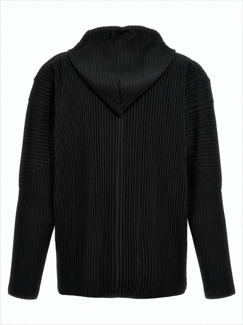 Homme Plissé Issey Miyake Zip-Up Pleated Hoodie With Casual Structure