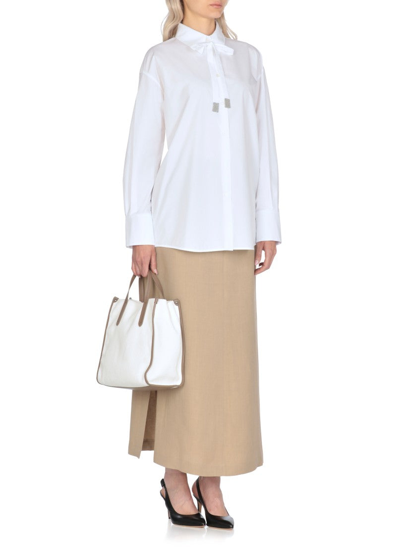 Fabiana Filippi White Cotton Shirt With Structured Collar