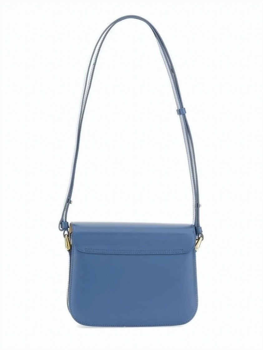 A.P.C. Structured Blue Leather Shoulder Bag With Gold-Tone Clasp