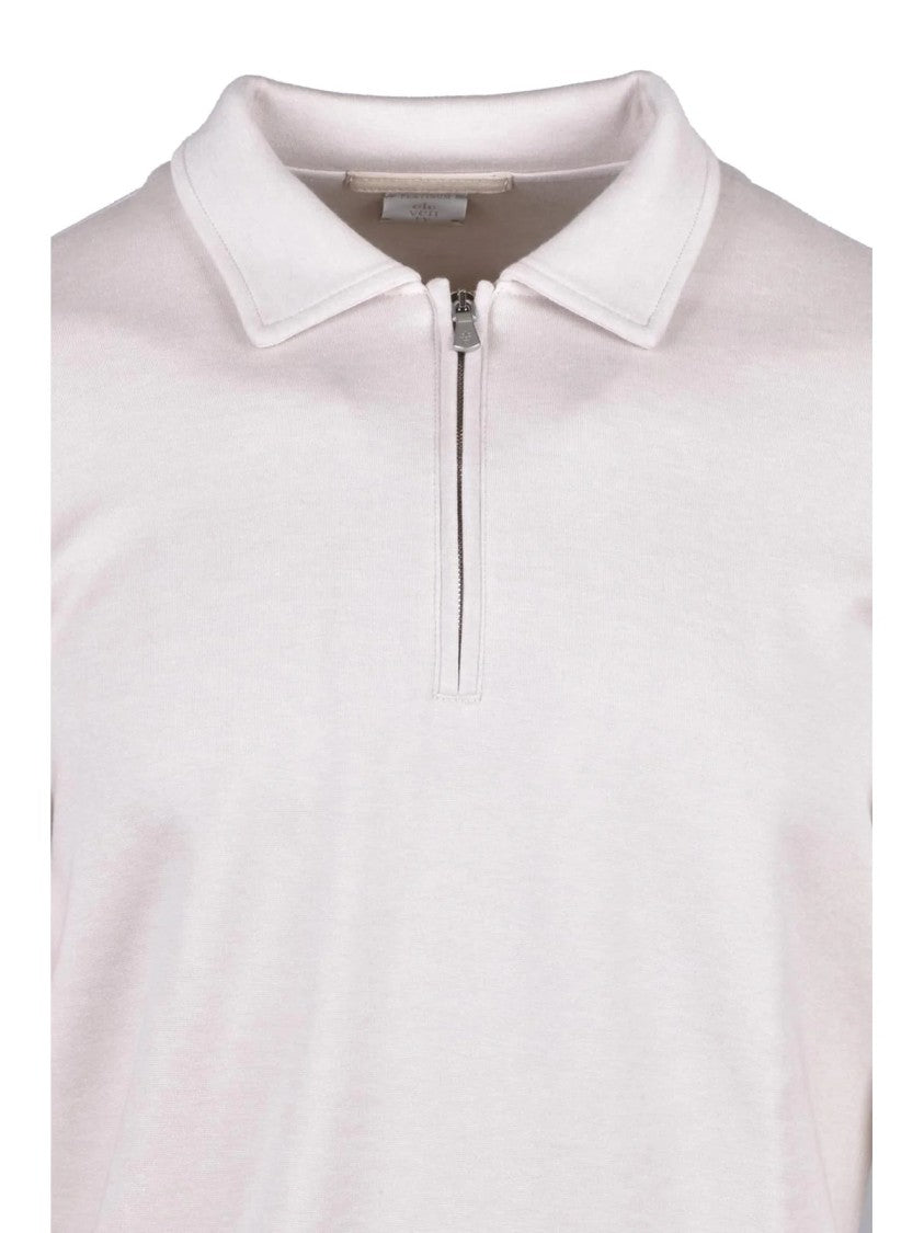 Eleventy Beige Cotton Polyamide Cashmere Sweatshirt Polo