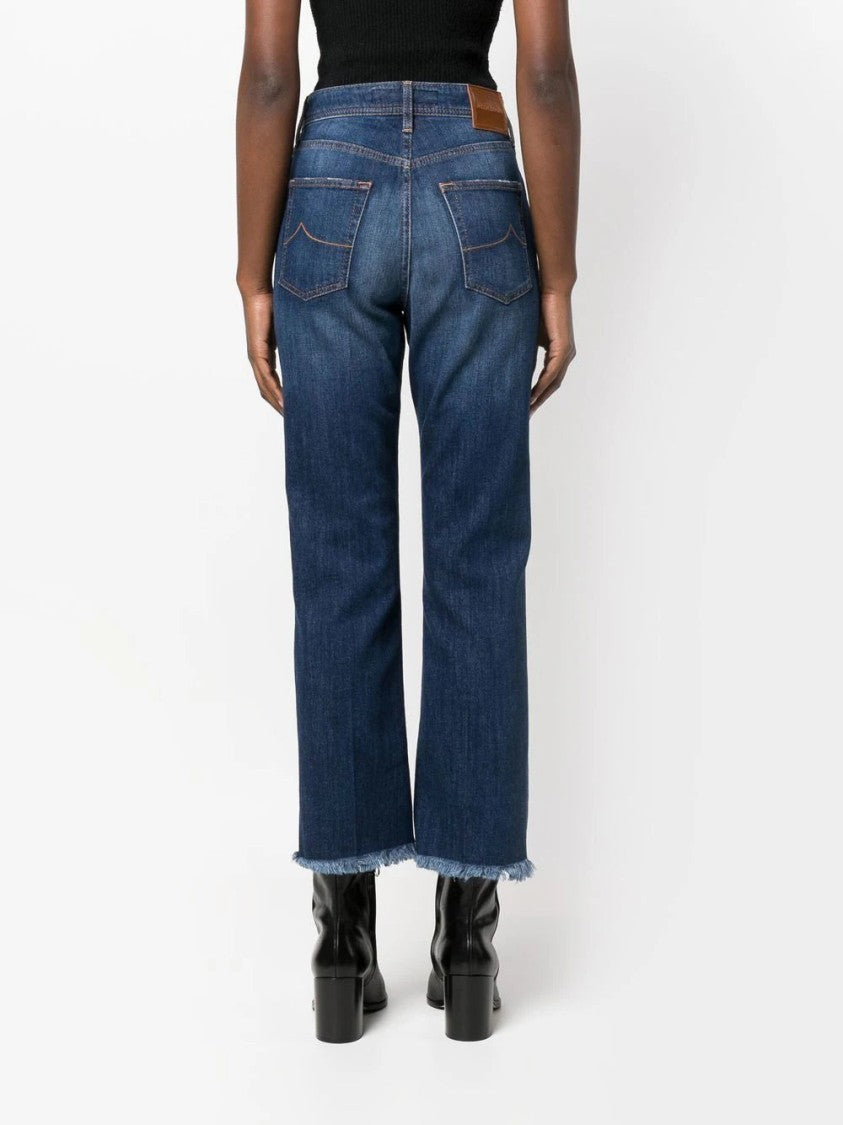 Jacob Cohen Logo-Embroidered Fringe Jeans