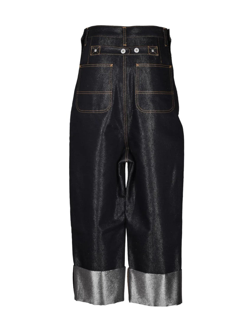 Junya Watanabe X Comme Des Garçons Blue Lamé Tapered Harem Jeans