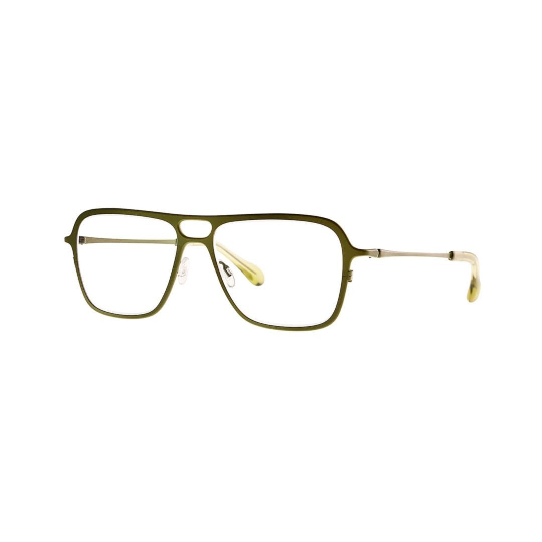 Theo Francium 184 Capulet Olive Rectangular Metal Frame Eyeglasses With Olive Green Finish