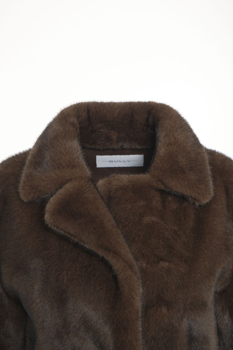 Bully Midi-Length Faux Fur Coat With Classic Collar