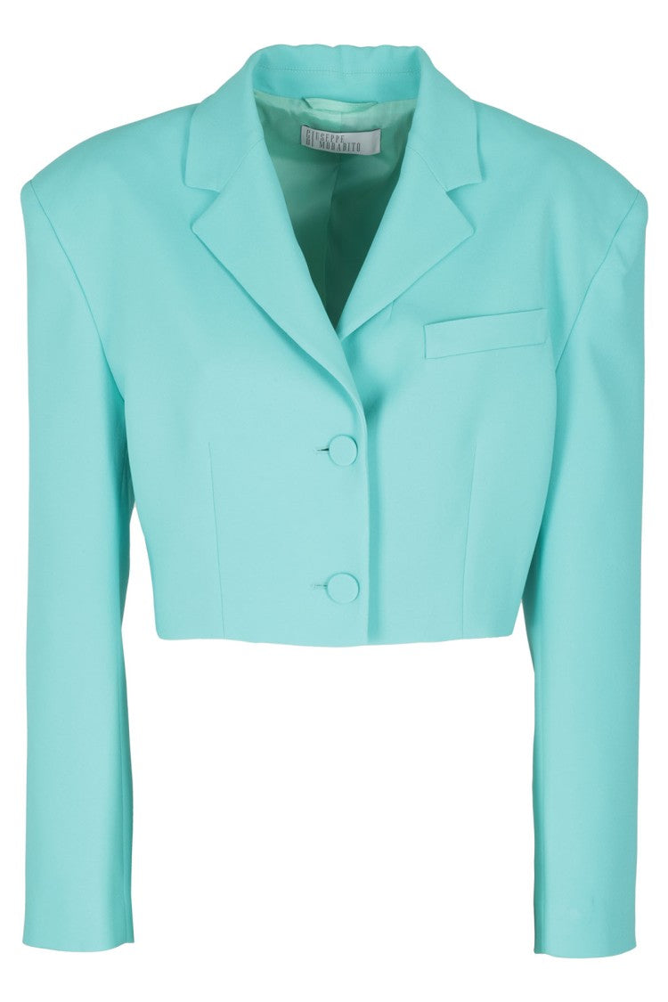 Giuseppe Di Morabito Blue Zircon Single-Breasted Crop Jacket