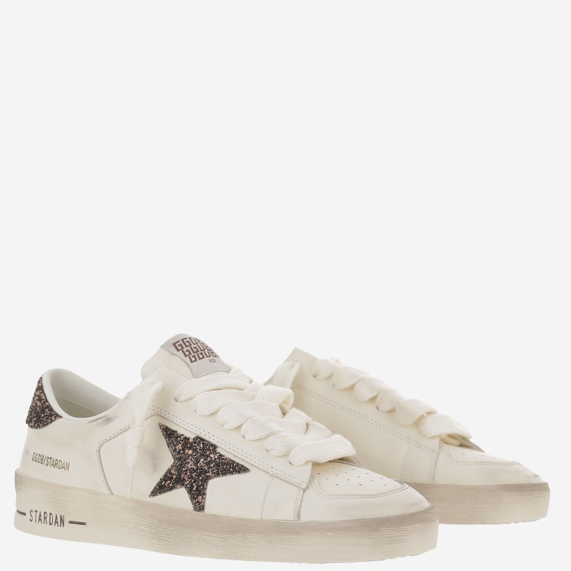 Golden Goose Stardan Leather Sneakers With Glitter Star Patch