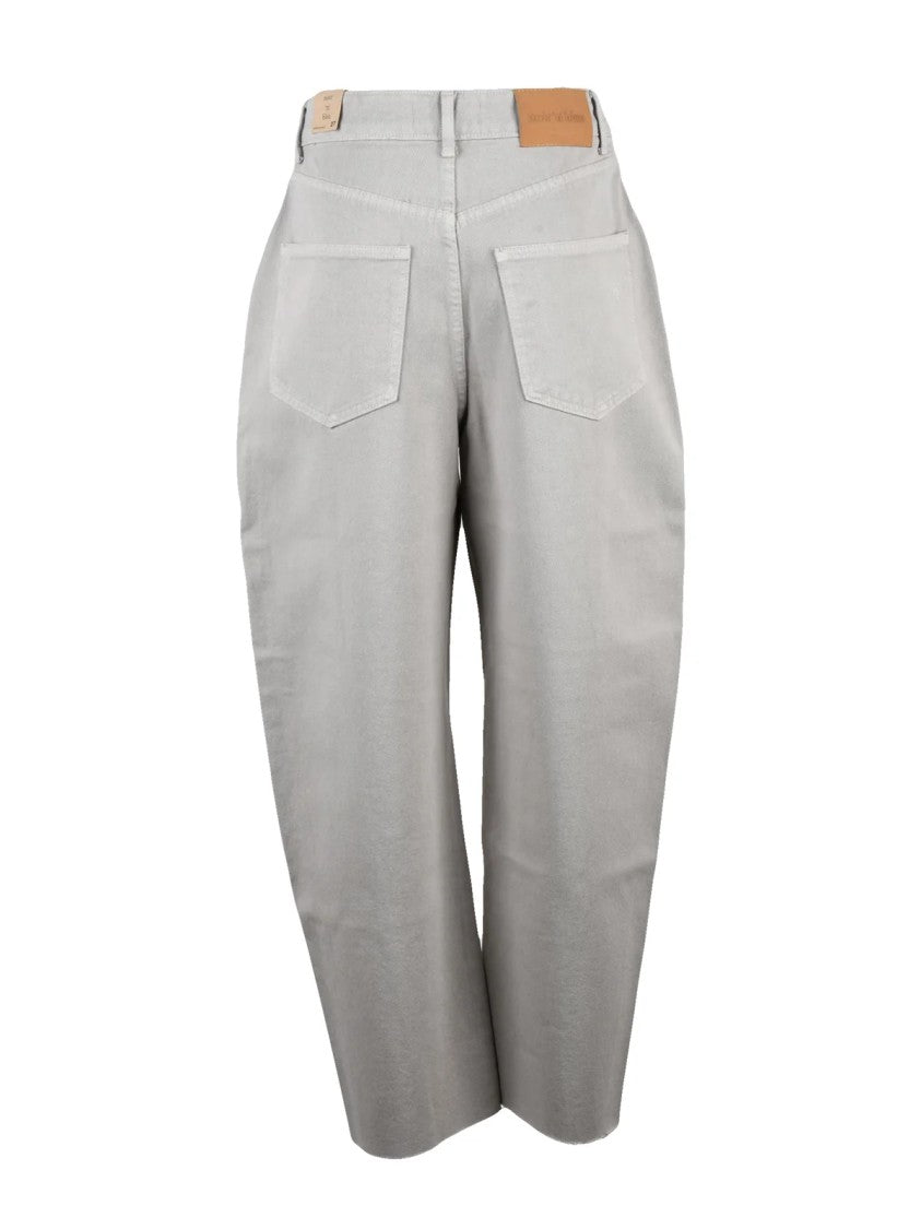 Noir And Bleu Grey Cotton Straight-Leg Pants