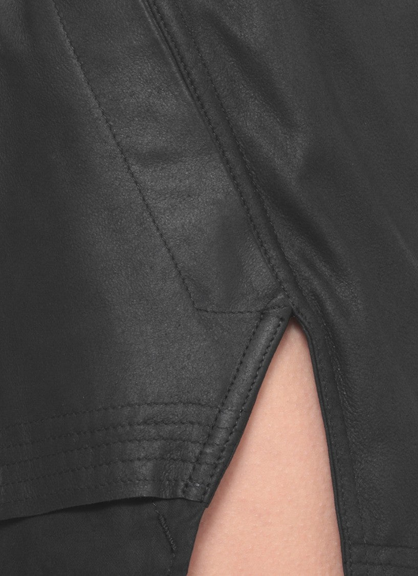 Rick Owens Black Fog Boxers Leather Shorts