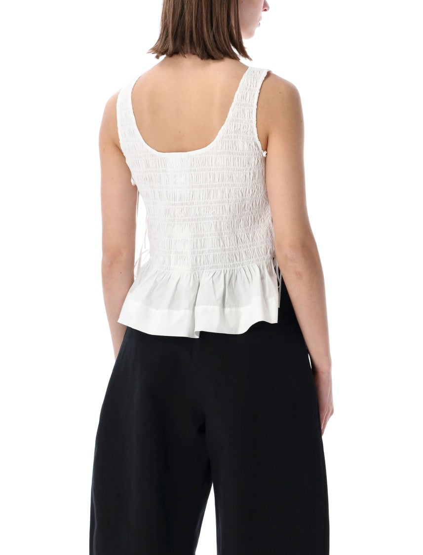Ganni Smock Texture Ruffled Hem Top
