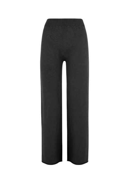 Armani Exchange Wide-Leg Trousers In Soft Melange Knit Fabric