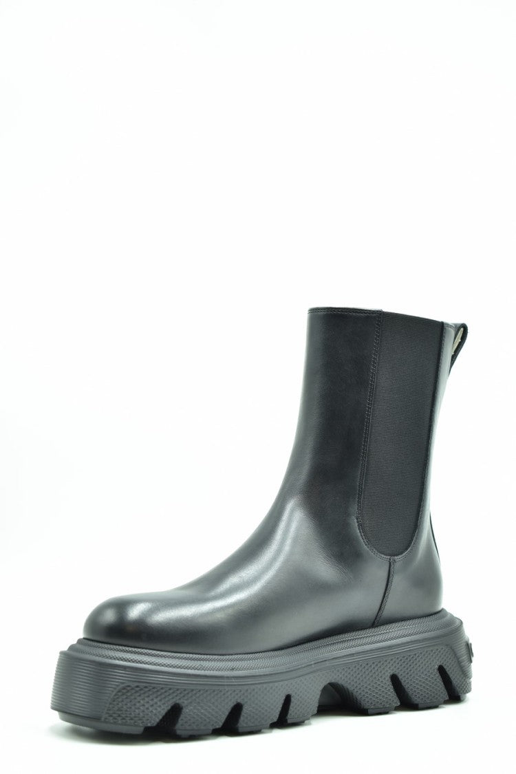 Casadei Minimalist Black Ankle Boots Chunky Sole