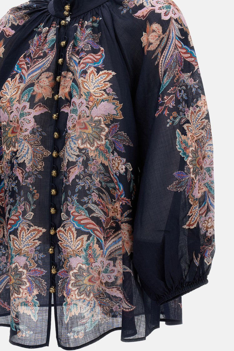 Zimmermann Wide High-Collar Shirt With Geometric Button Fastening
