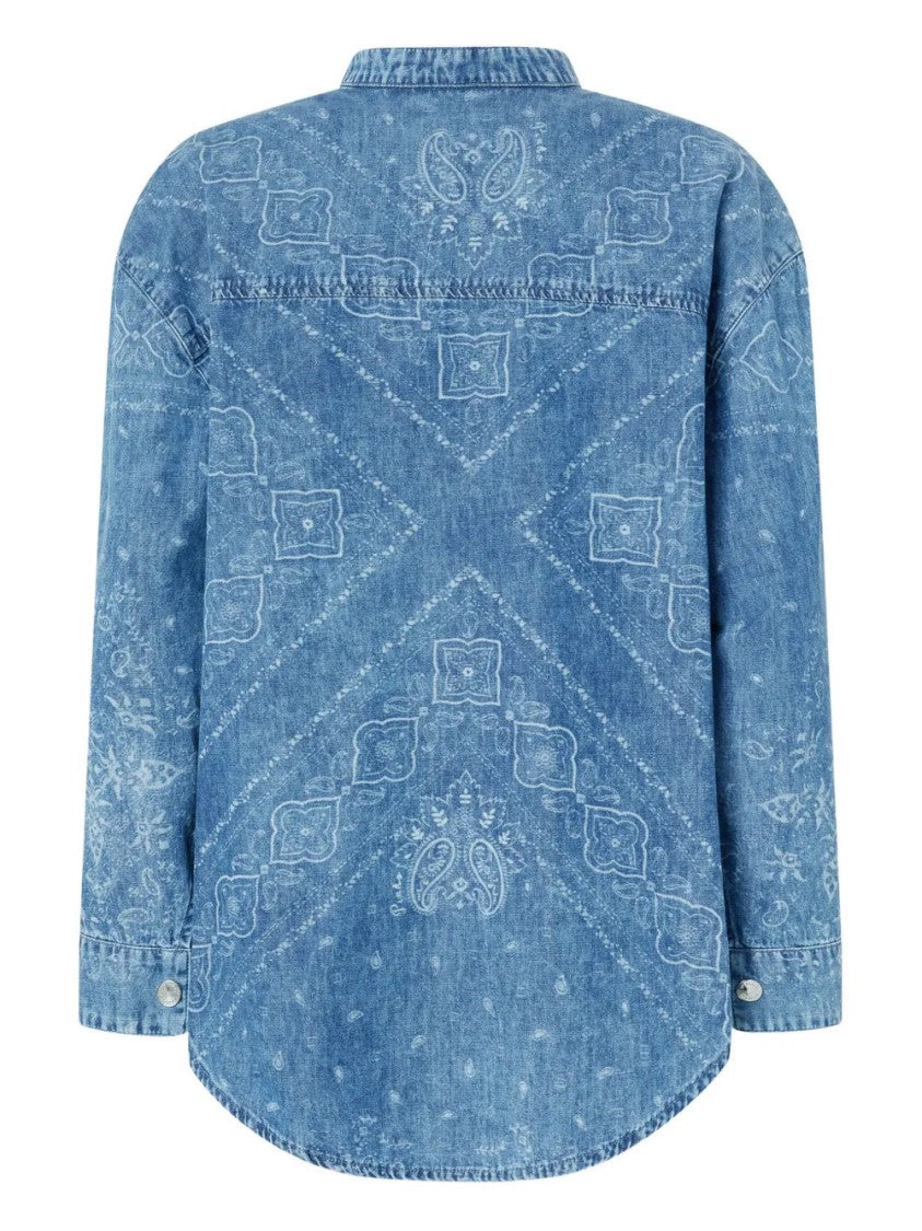 Pinko Relaxed Fit Blue Blouse With Paisley Print