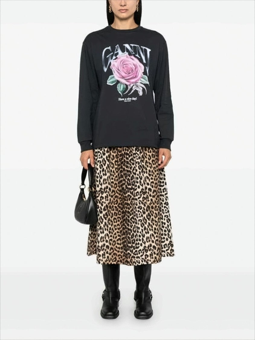 Ganni Long-Sleeve Graphic Print Sweatshirt With Relaxed Fit