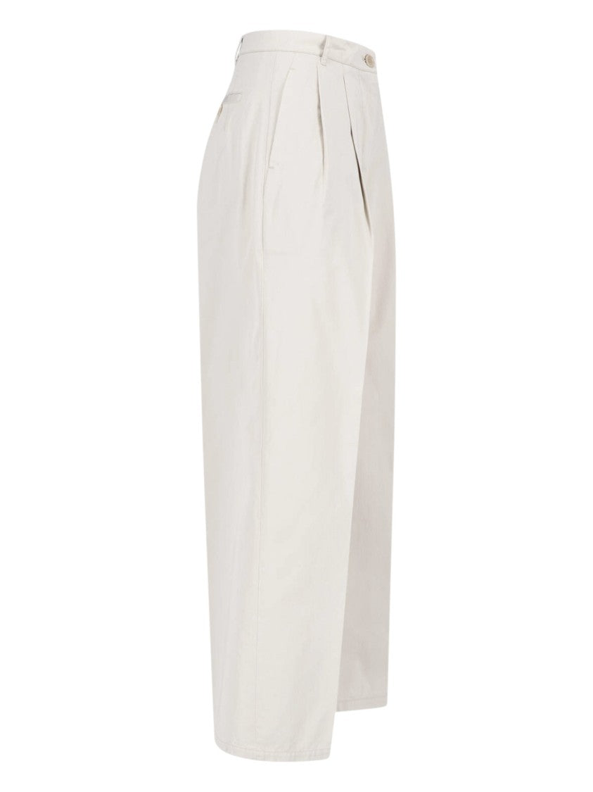 Aspesi Cream Tailored Straight-Leg Cotton Trousers