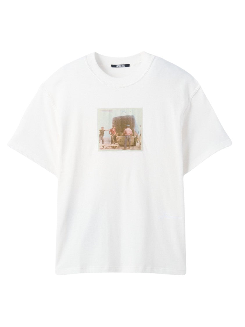 Jacquemus White Cotton Ribbed Crewneck T-Shirt