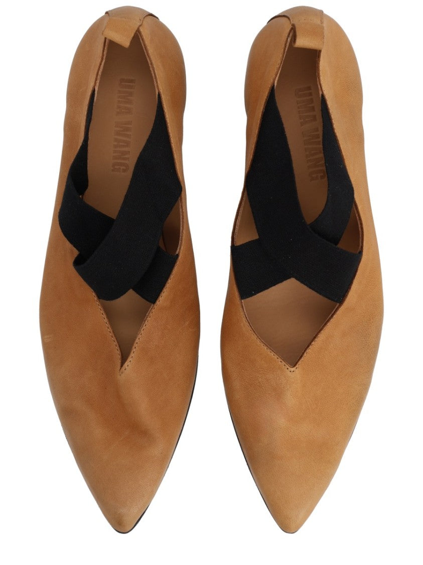 Uma Wang Pointed Toe Tan Elastic Flats