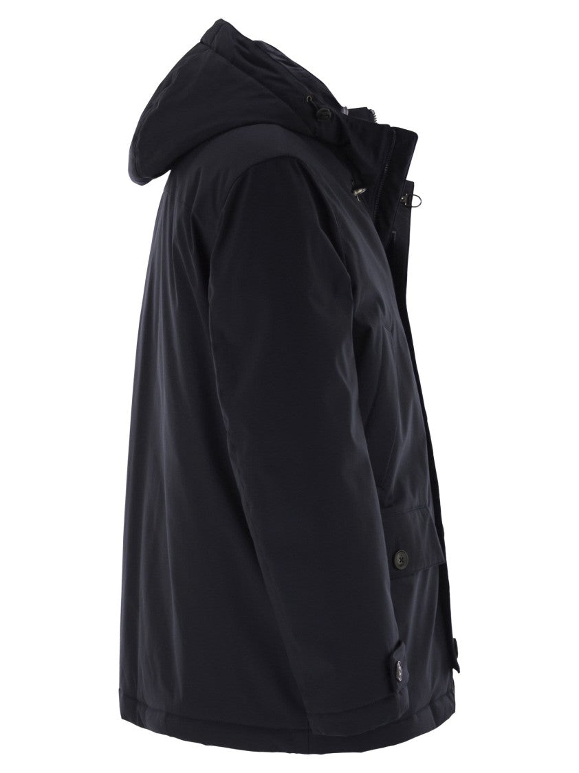 Fay Short Parka In Technical Gabardine