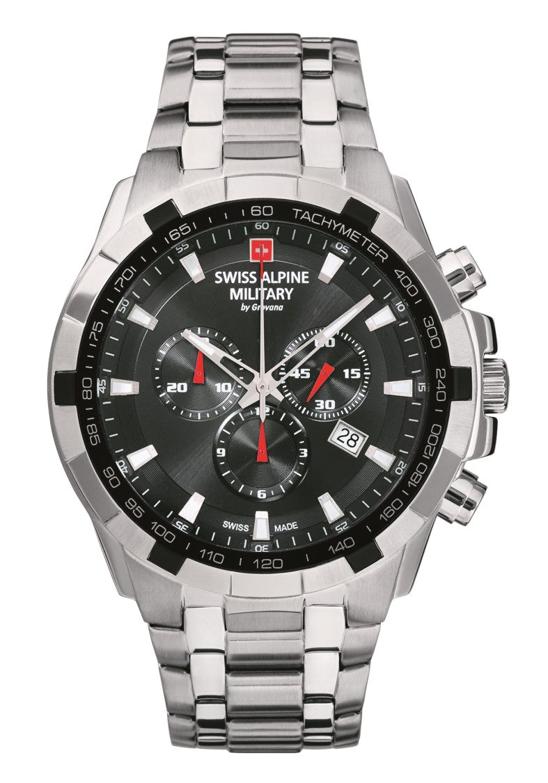 Swiss Alpine Military Swiss Alpine Military Chronograph With Luminous Dial And Tachymeter Scale