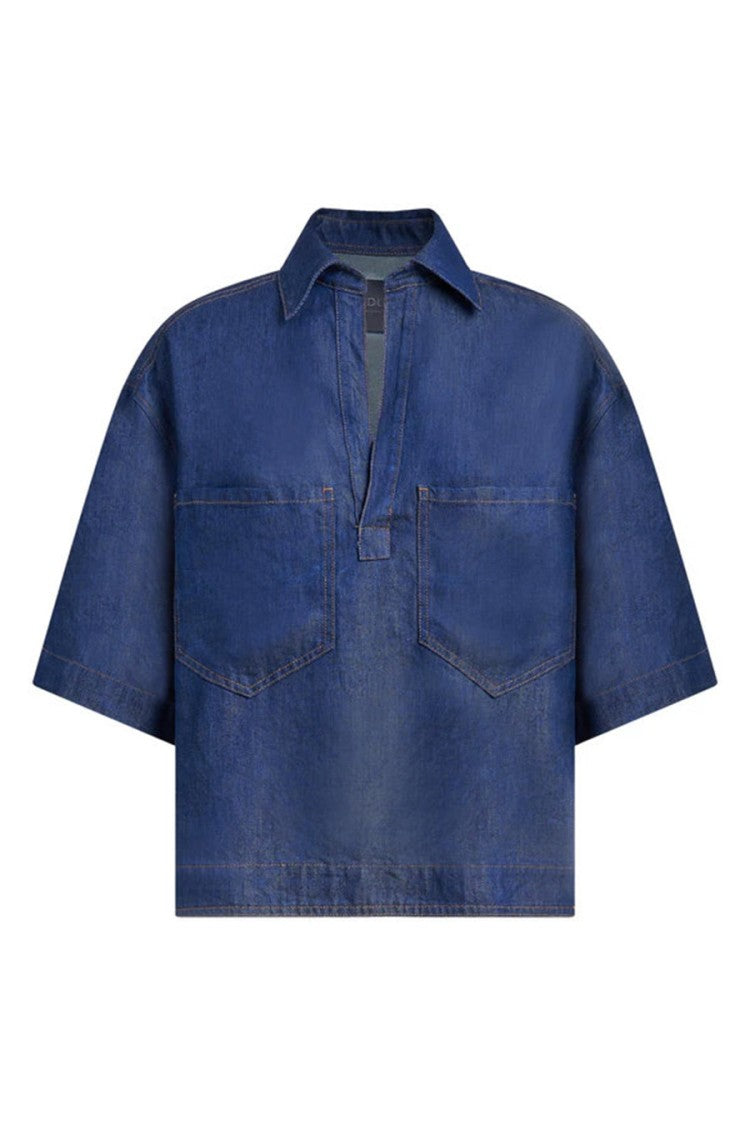 Dondup Blue Lyocell Denim Oversized Shirt