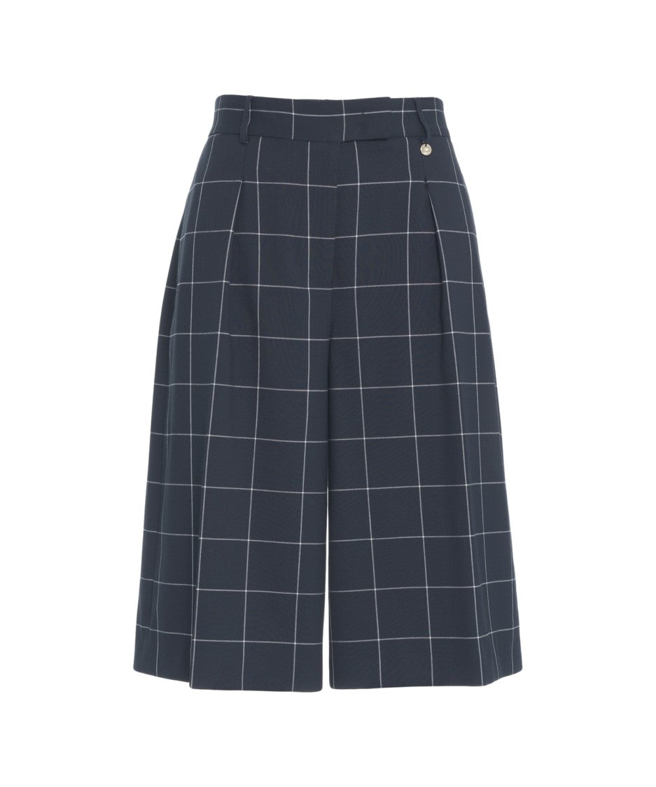 Liu Jo Pleated Bermuda Shorts With All-Over Check Pattern