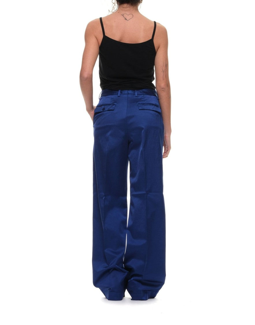 Cellar Door Electric Blue Jonap 67 Cotton-Blend Wide-Leg Pants