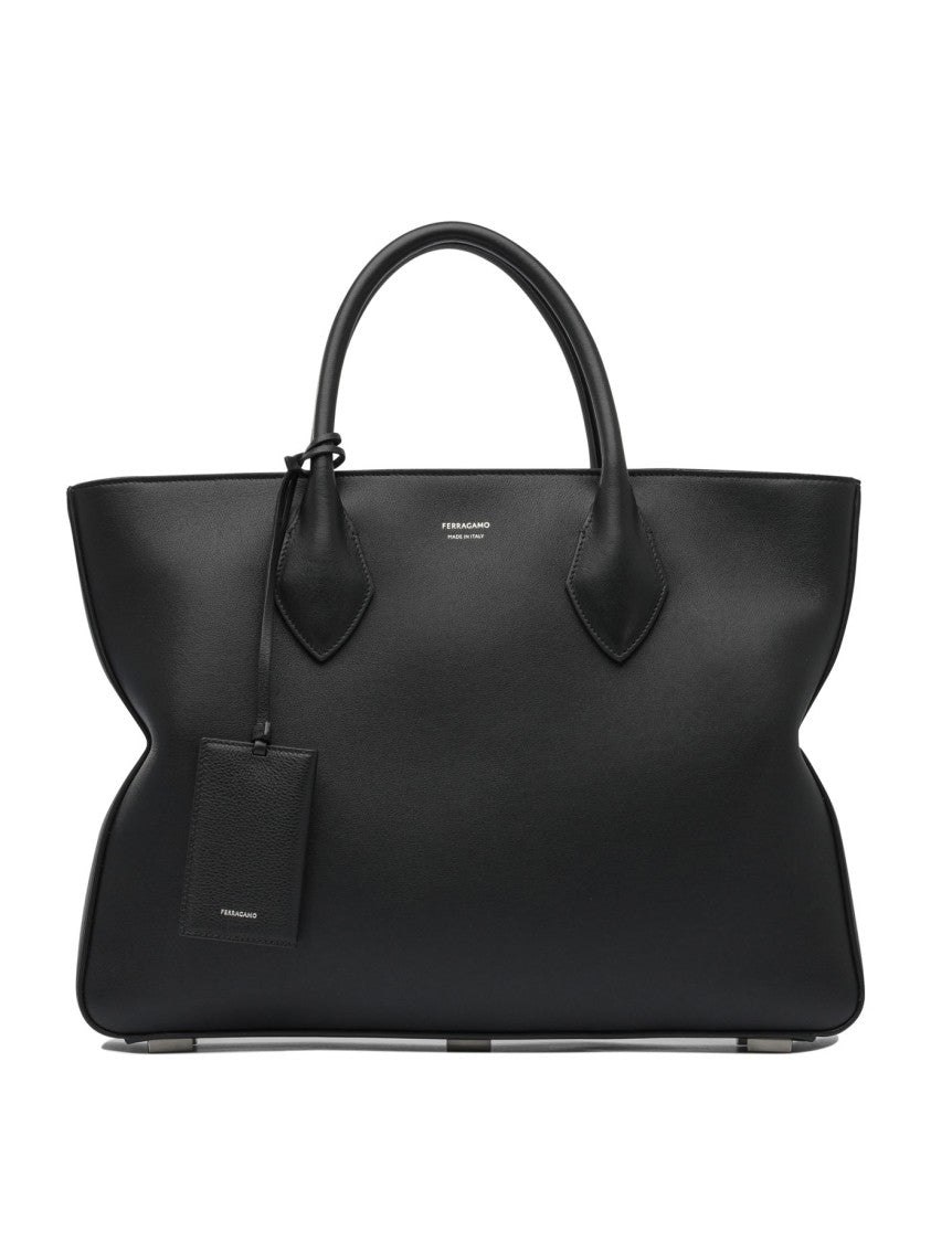 Ferragamo Structured Black Shoulder Bag