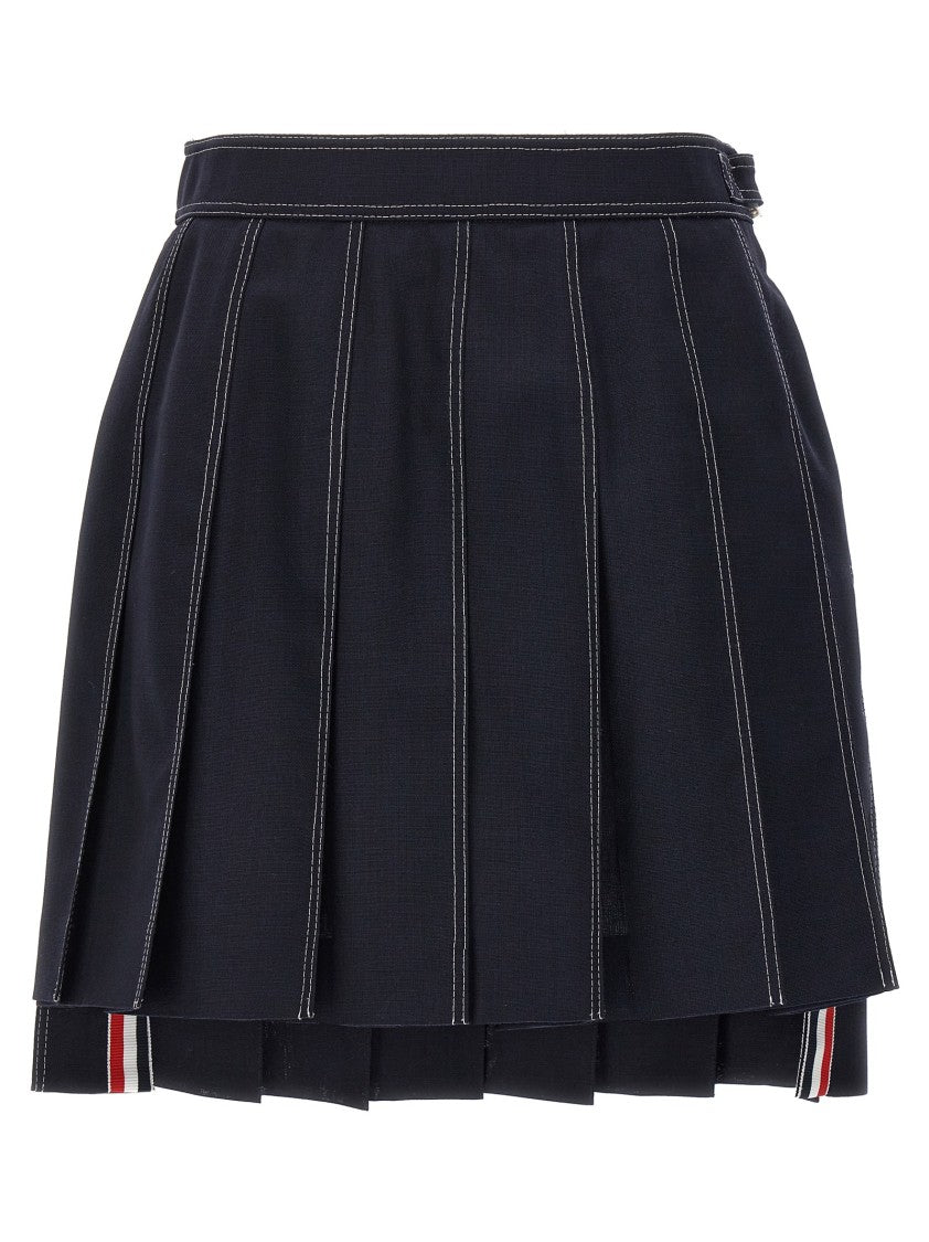 Thom Browne Mini Pleated Skirt With Asymmetrical Hem
