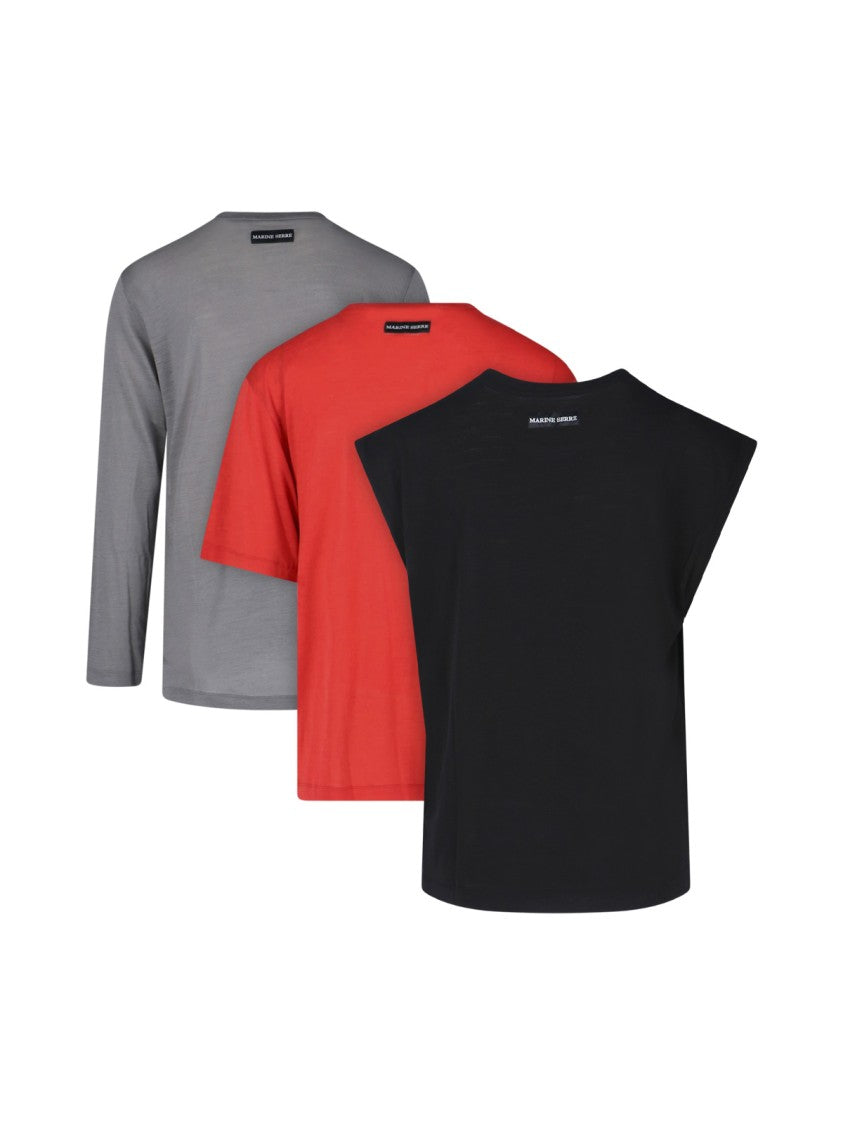 Marine Serre 2-Piece T-Shirt & Tank Top Set – Grey/Red/Black