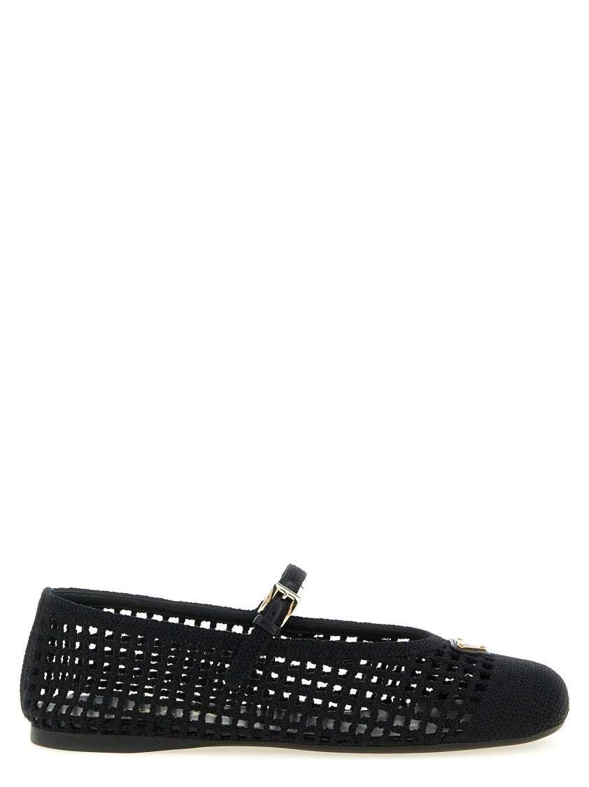 Prada Crochet Cotton Ballet Flats